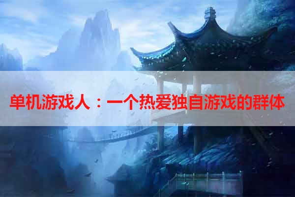 单机游戏人：一个热爱独自游戏的群体